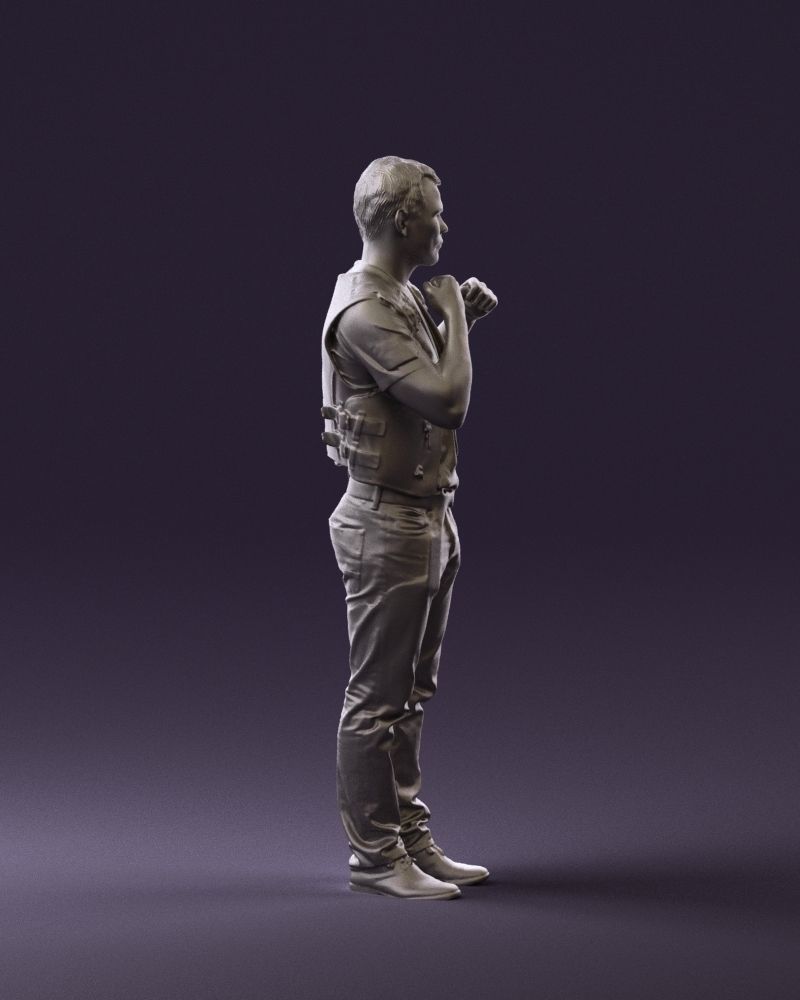 Man in black vest boxer pose 0814 3D Print Ready 3D print model_8