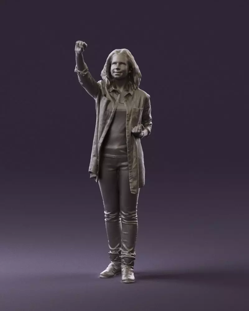 002221 Woman Waving Plaid T-Shirt 0831 STL Miniature 3D print model