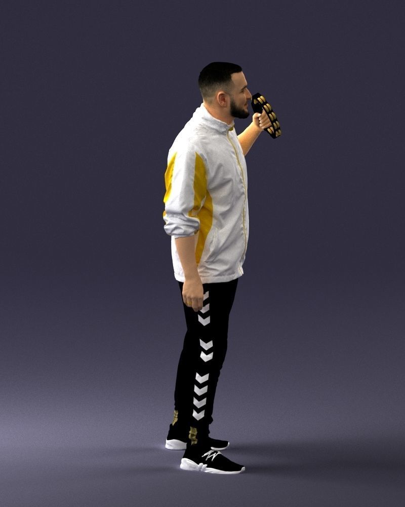 000249 Man with Tambourine Realistic Percussionist Character 3D model_13