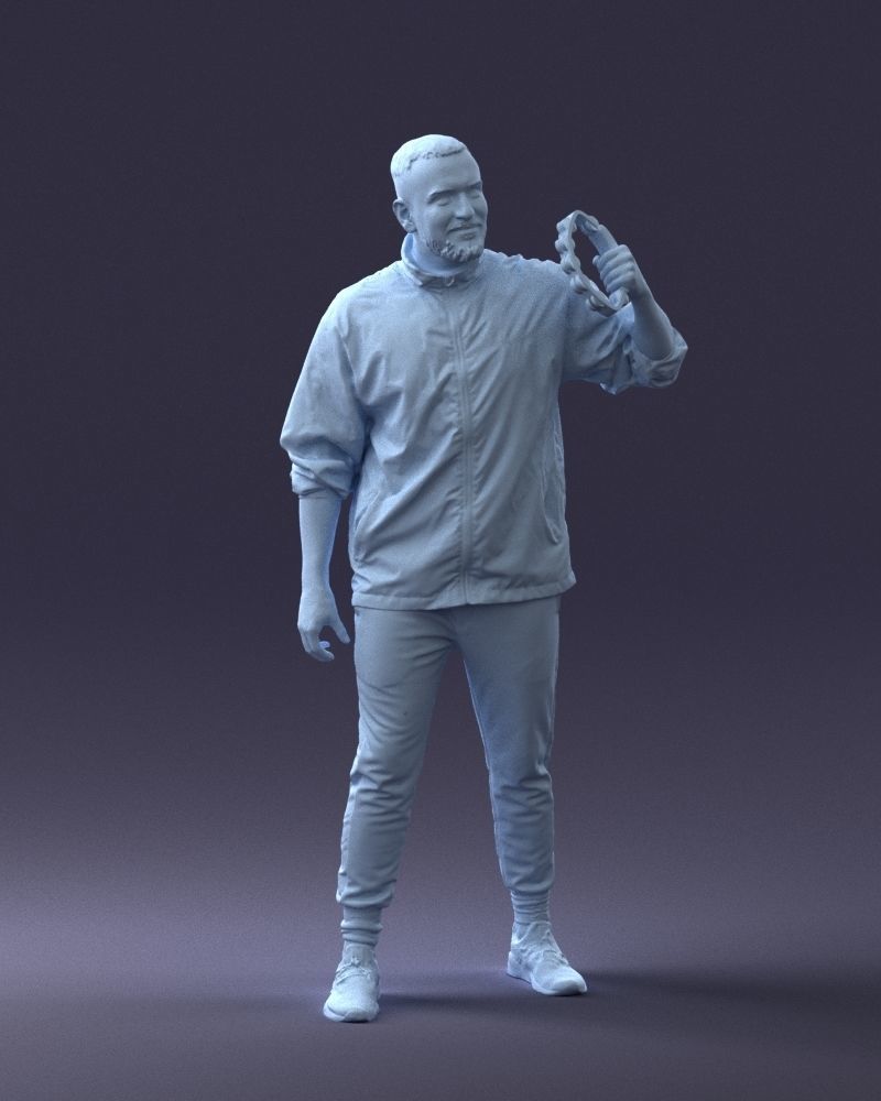 000249 Man with Tambourine Realistic Percussionist Character 3D model_8