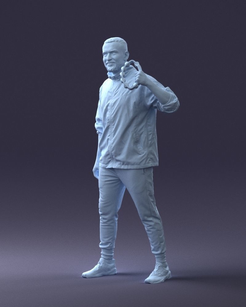 000249 Man with Tambourine Realistic Percussionist Character 3D model_32