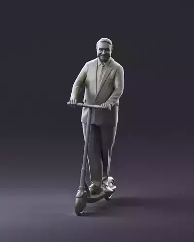 man in black suit on scooter 1074 3D Print Ready 3D print model
