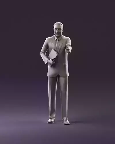 man in blue suit with book hand OK 1081 3D Print Ready