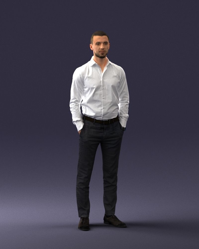 000241 Man in White Shirt and Formal Trousers 0116 3D model_4