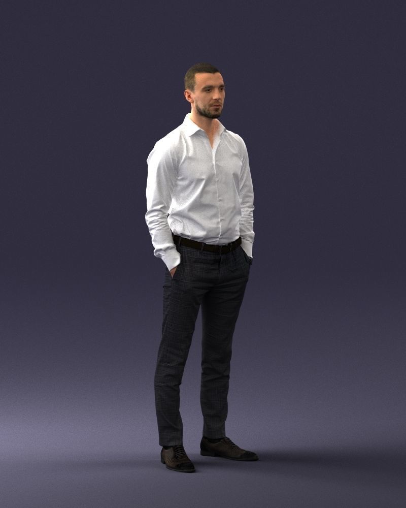 000241 Man in White Shirt and Formal Trousers 0116 3D model_7