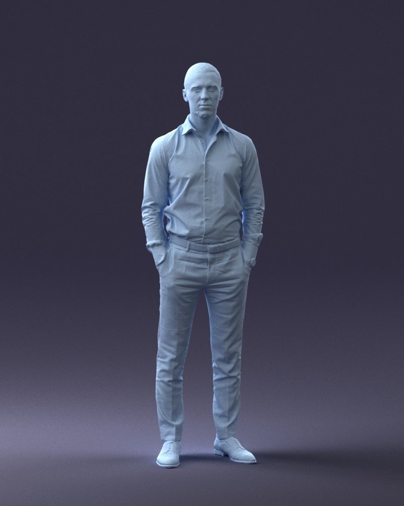 000241 Man in White Shirt and Formal Trousers 0116 3D model_2