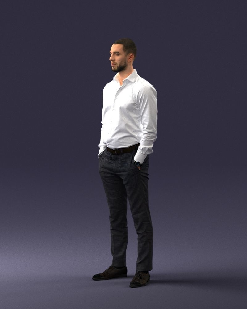 000241 Man in White Shirt and Formal Trousers 0116 3D model_28