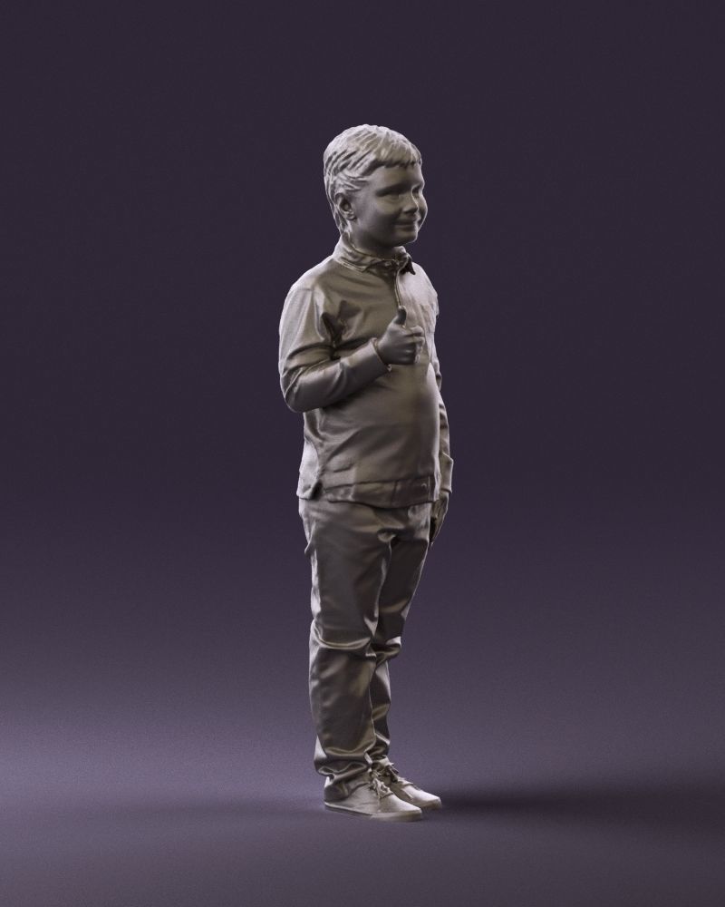 Kid in blue polo 0671 3D Print Ready 3D print model_15