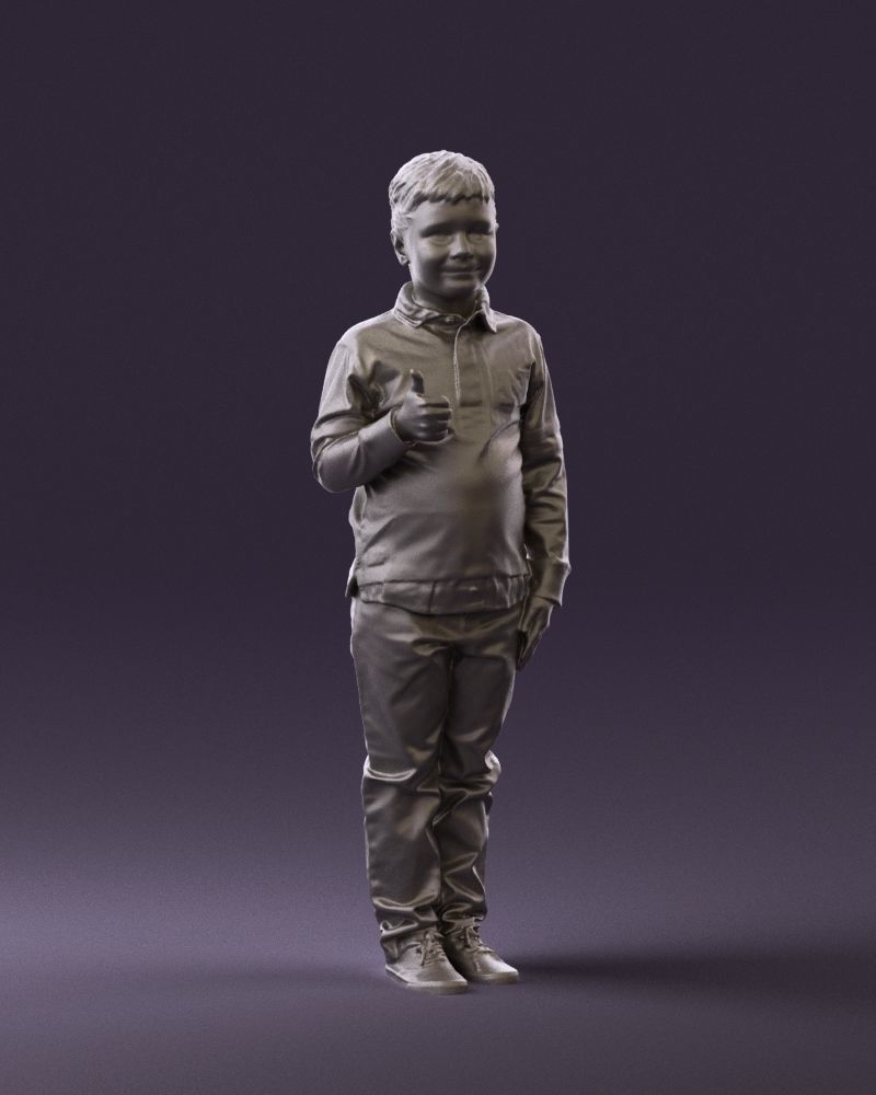 Kid in blue polo 0671 3D Print Ready 3D print model_13