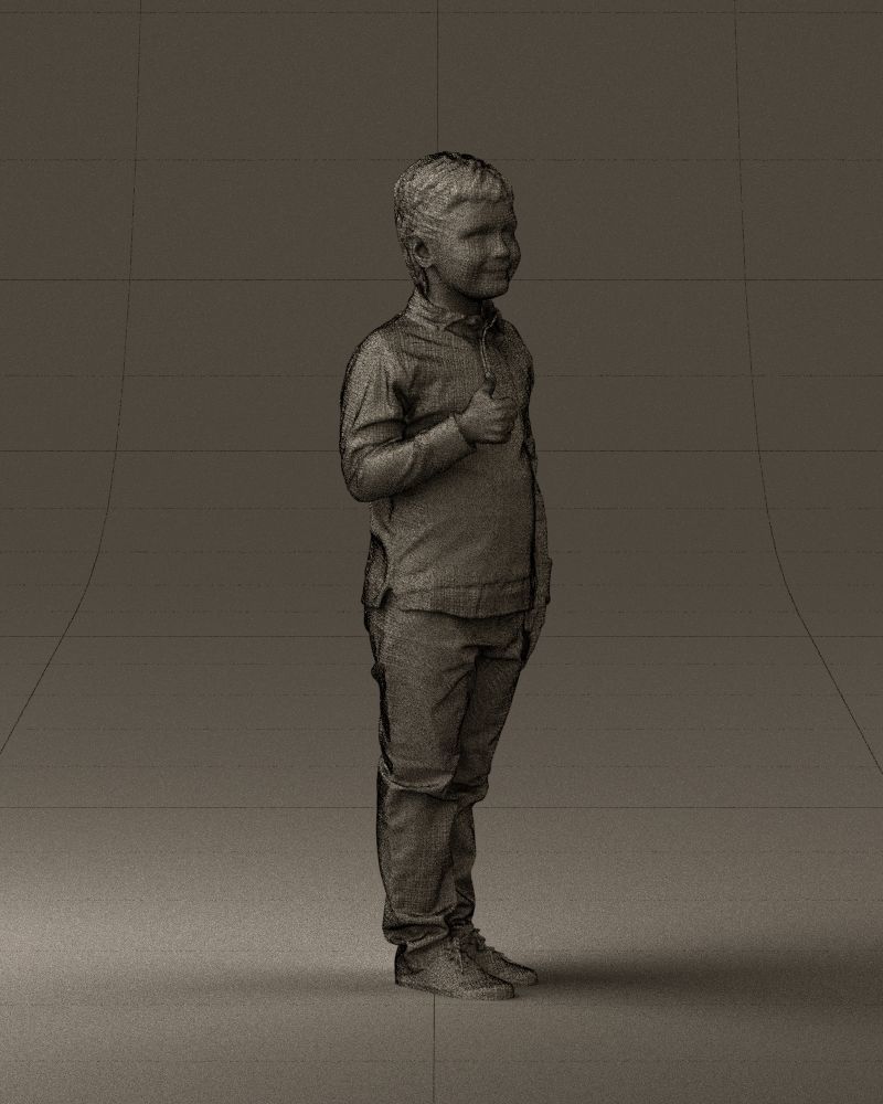 Kid in blue polo 0671 3D Print Ready 3D print model_25