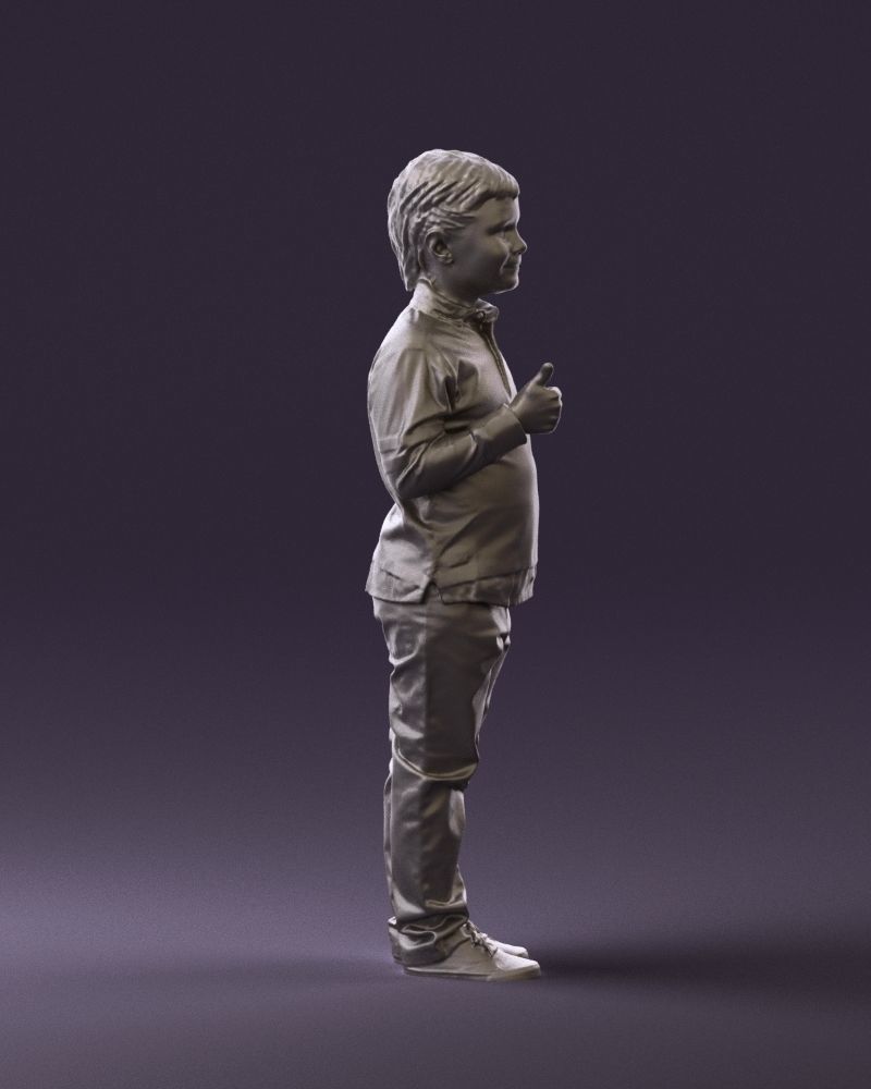 Kid in blue polo 0671 3D Print Ready 3D print model_16