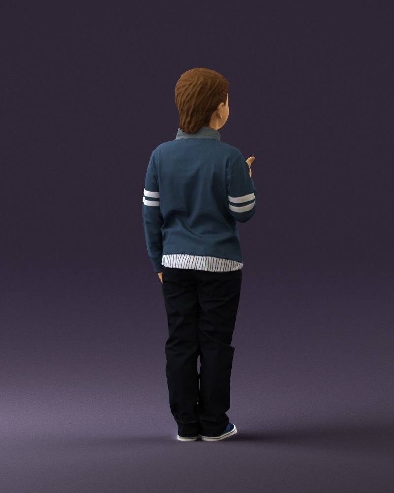 Kid in blue polo 0671 3D Print Ready 3D print model_5