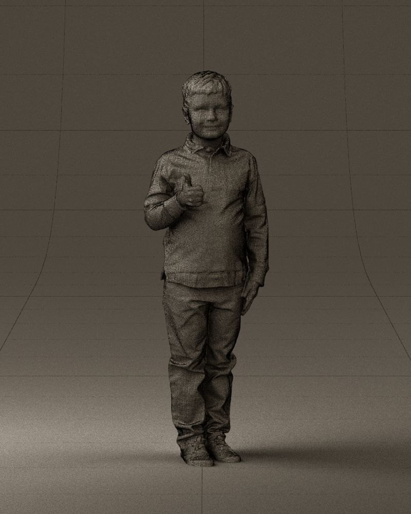 Kid in blue polo 0671 3D Print Ready 3D print model_35