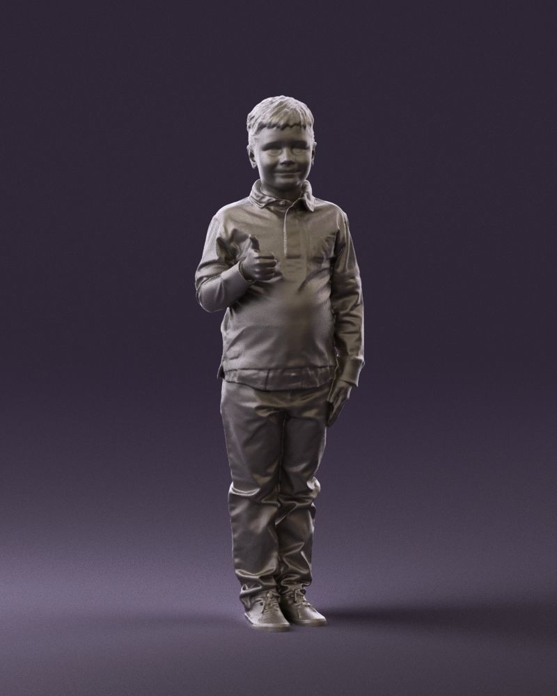 Kid in blue polo 0671 3D Print Ready 3D print model_22