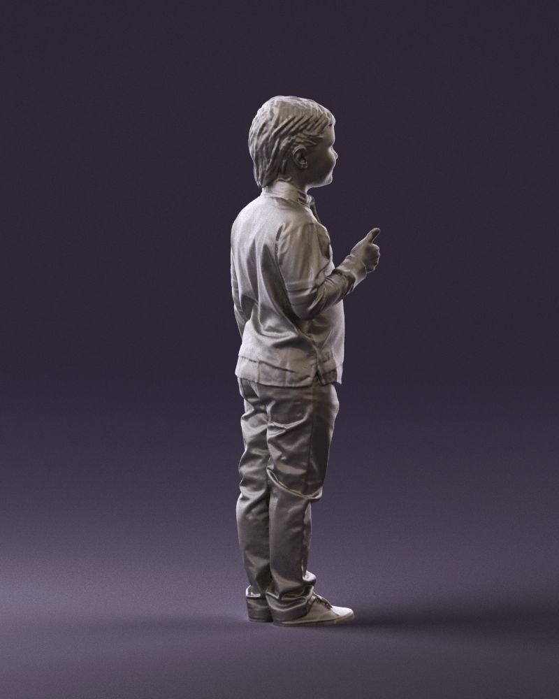 Kid in blue polo 0671 3D Print Ready 3D print model_24