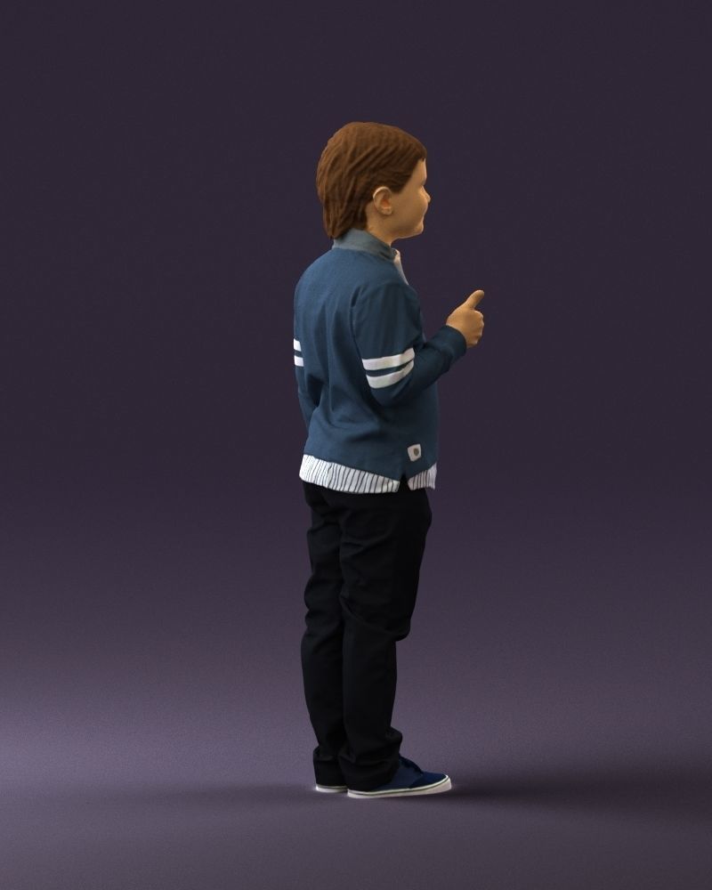 Kid in blue polo 0671 3D Print Ready 3D print model_4