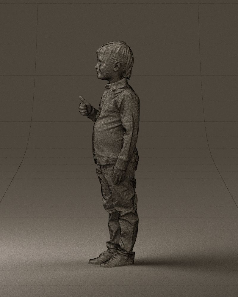 Kid in blue polo 0671 3D Print Ready 3D print model_32