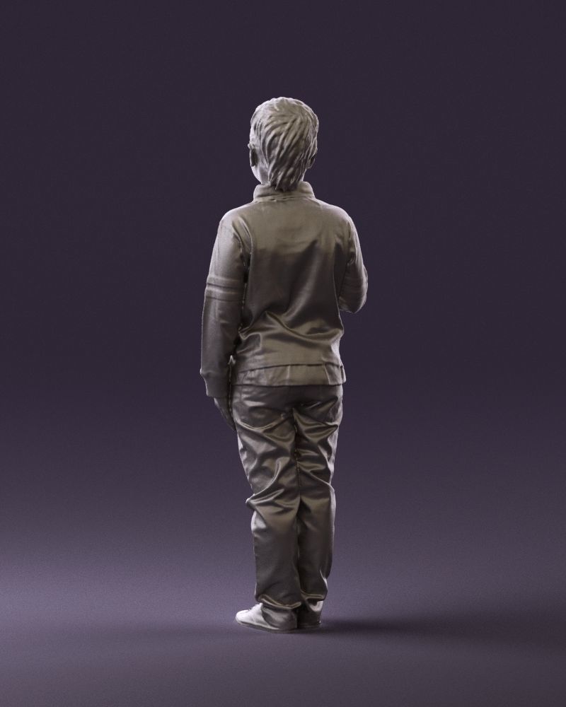 Kid in blue polo 0671 3D Print Ready 3D print model_38