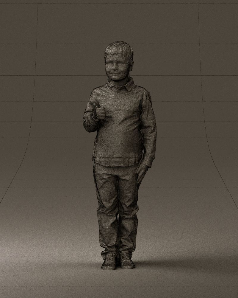 Kid in blue polo 0671 3D Print Ready 3D print model_33