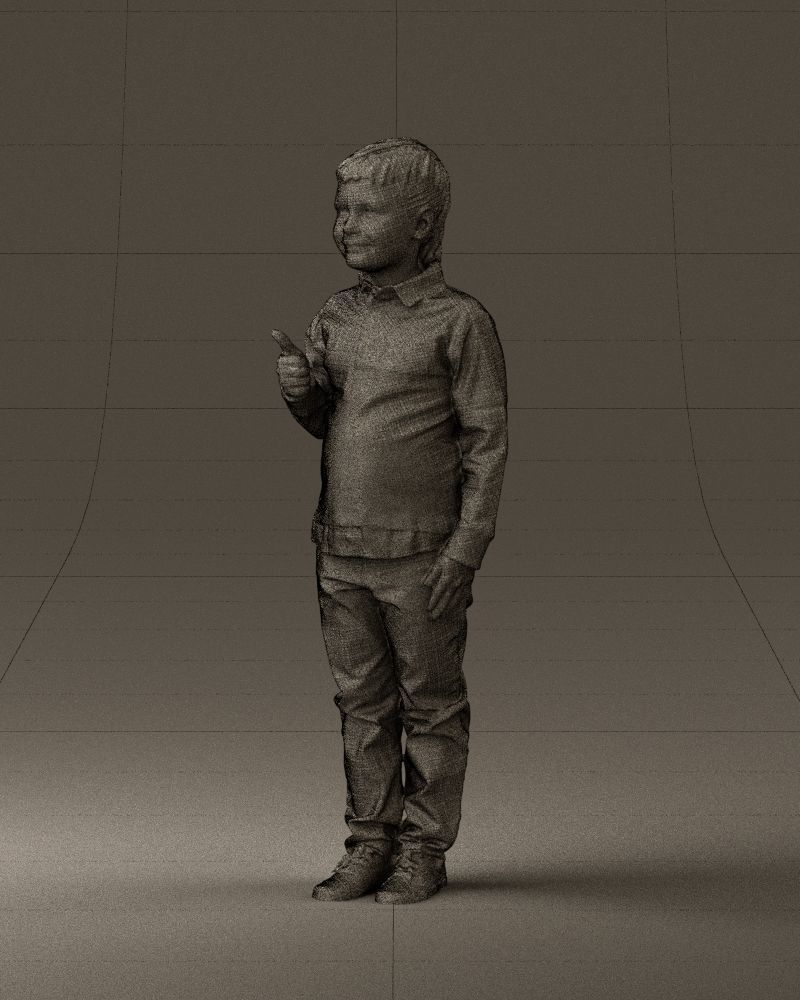 Kid in blue polo 0671 3D Print Ready 3D print model_30