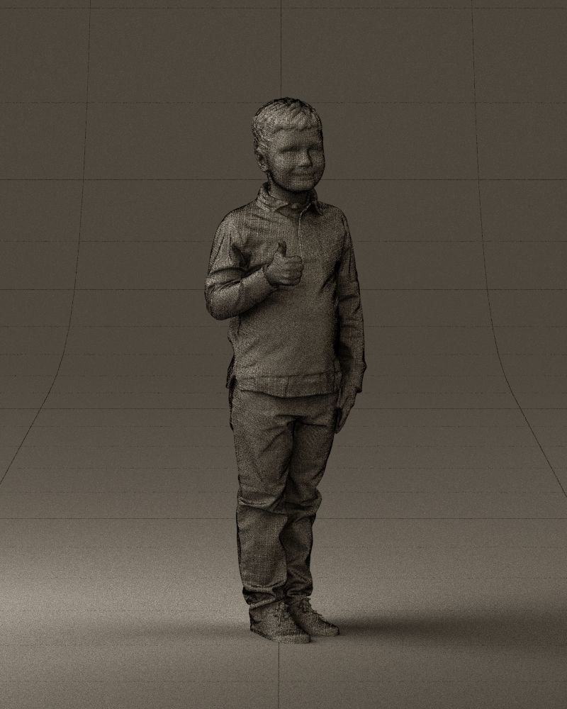 Kid in blue polo 0671 3D Print Ready 3D print model_27