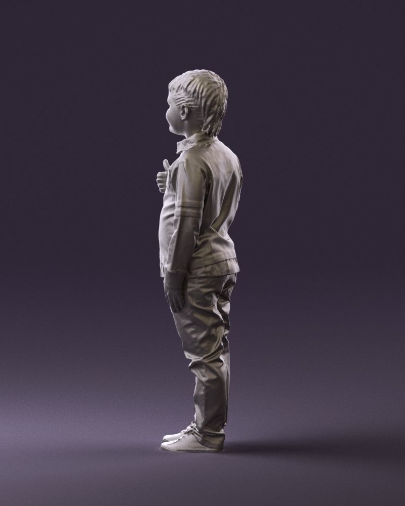 Kid in blue polo 0671 3D Print Ready 3D print model_21