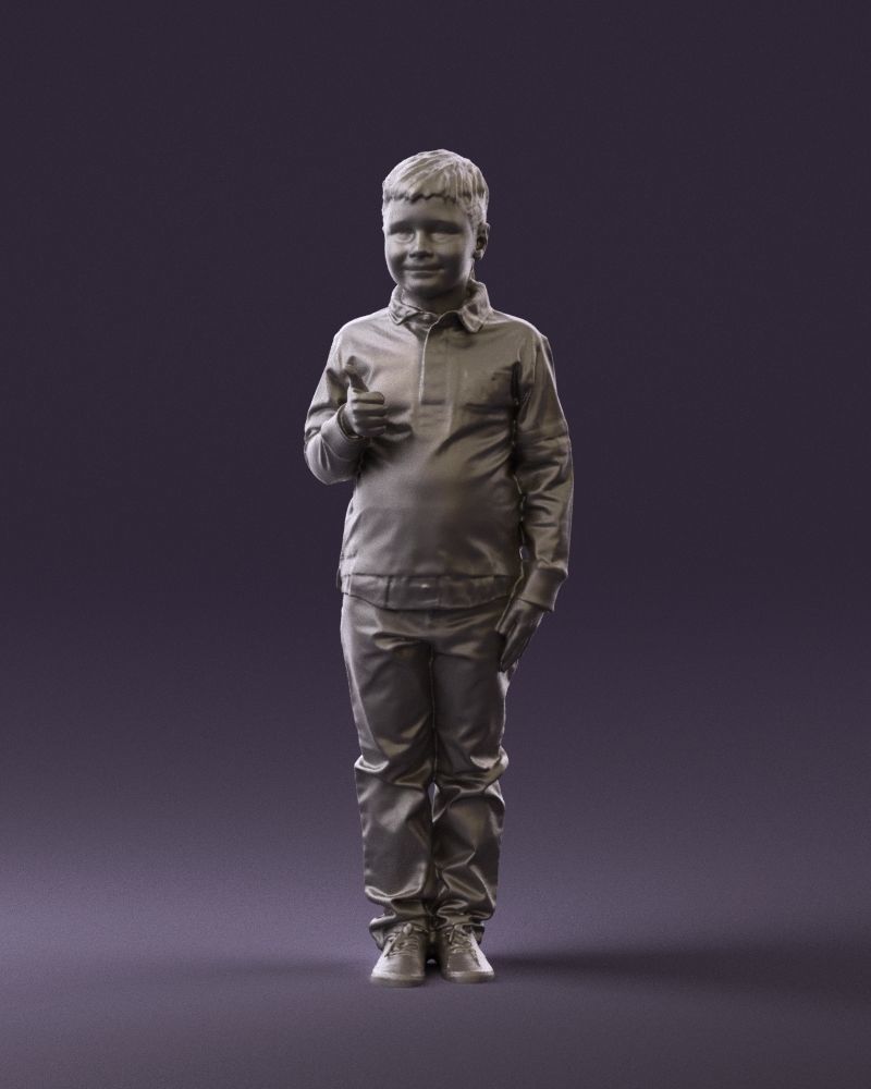 Kid in blue polo 0671 3D Print Ready 3D print model_18