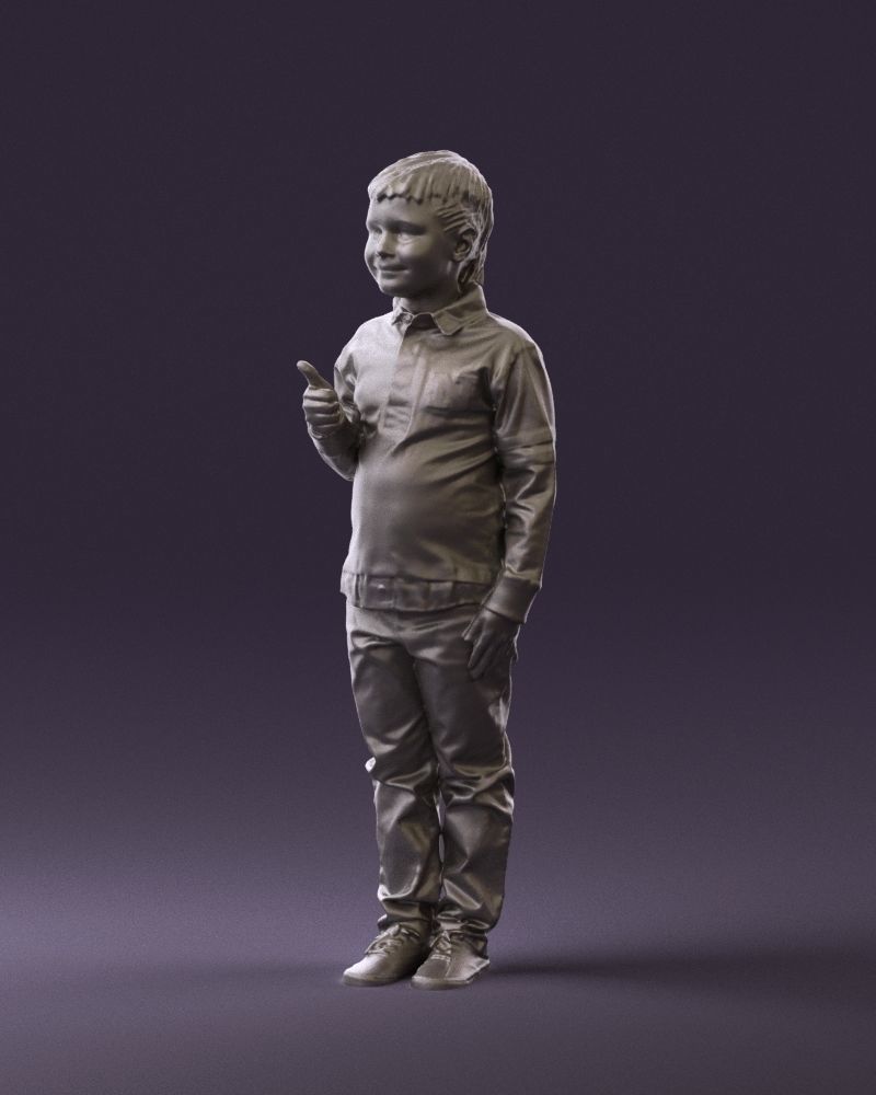 Kid in blue polo 0671 3D Print Ready 3D print model_19