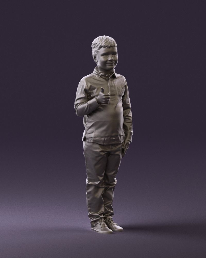 Kid in blue polo 0671 3D Print Ready 3D print model_14