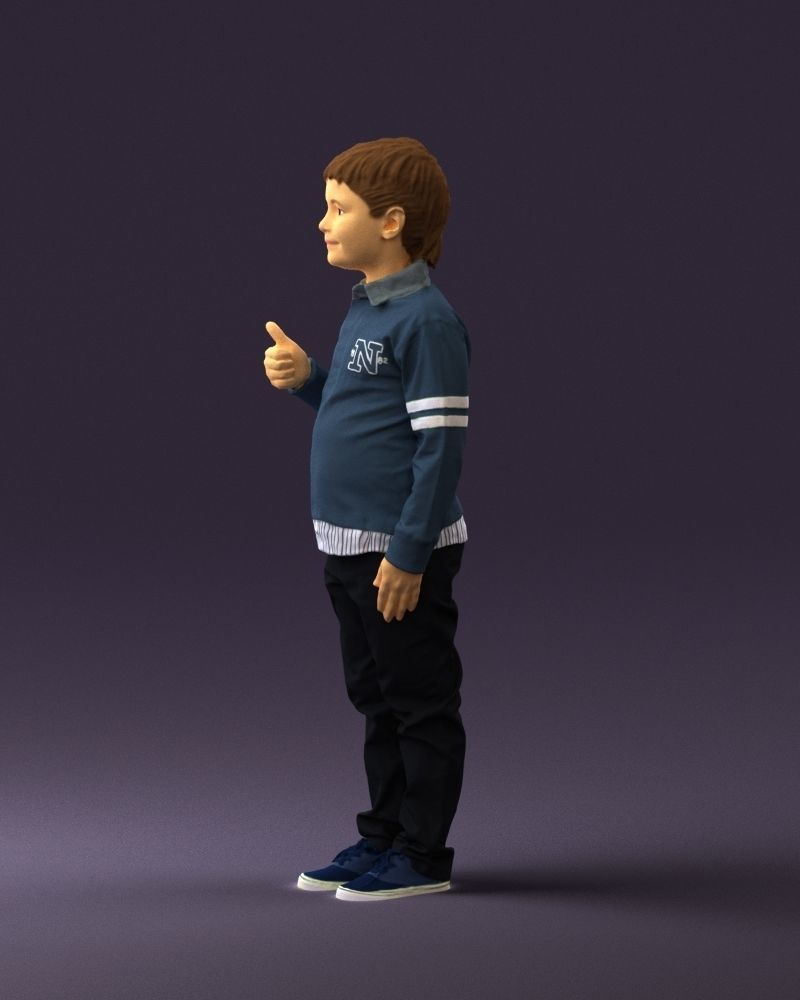 Kid in blue polo 0671 3D Print Ready 3D print model_8