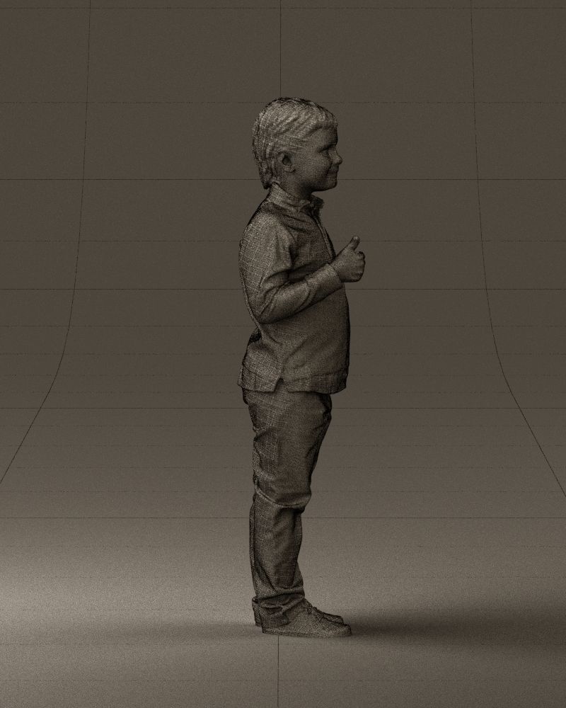 Kid in blue polo 0671 3D Print Ready 3D print model_36