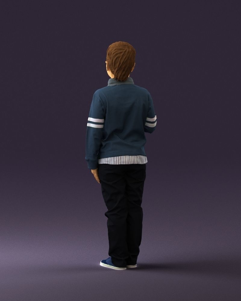 Kid in blue polo 0671 3D Print Ready 3D print model_6