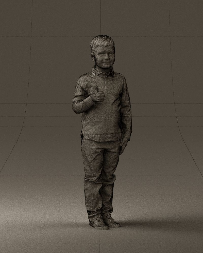 Kid in blue polo 0671 3D Print Ready 3D print model_37
