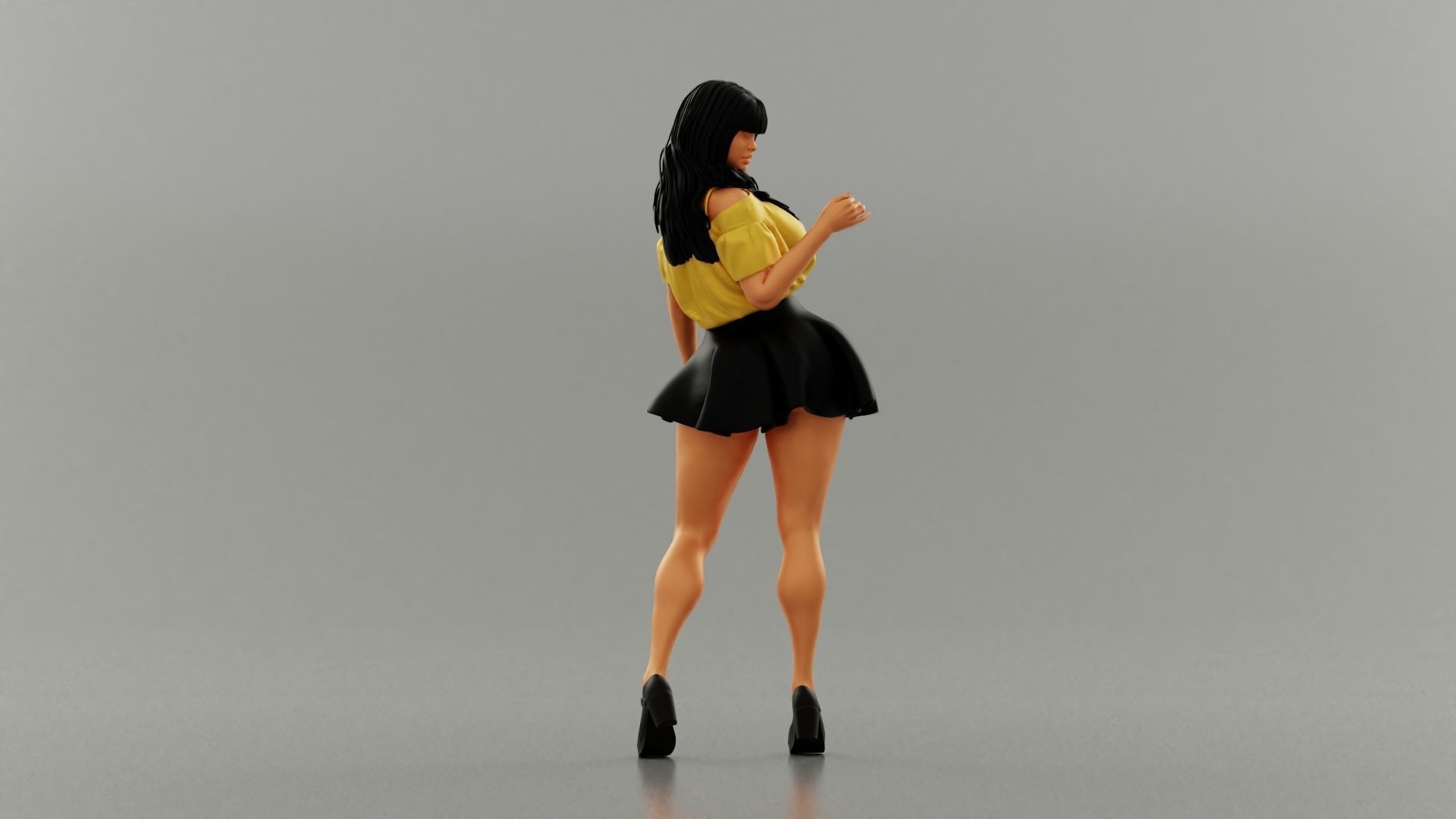 Pretty Attention Girl 3D print model_2