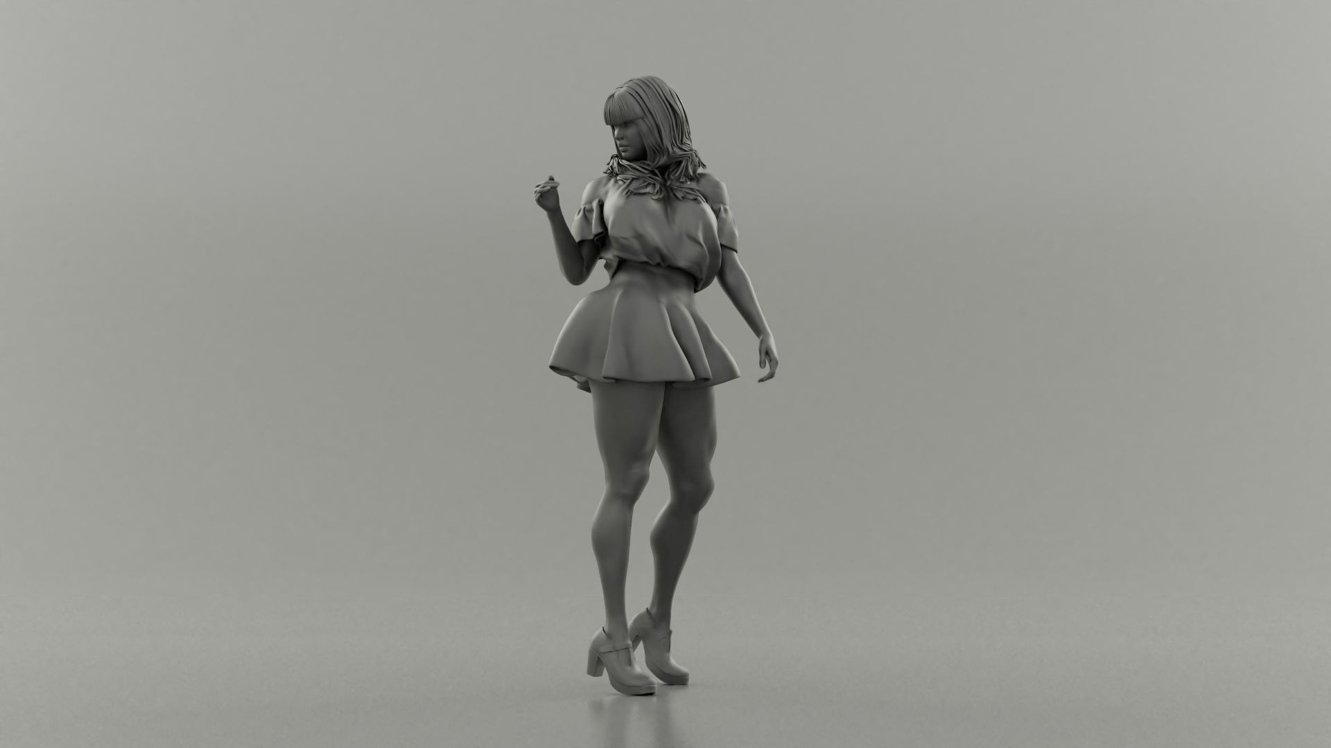 Pretty Attention Girl 3D print model_7
