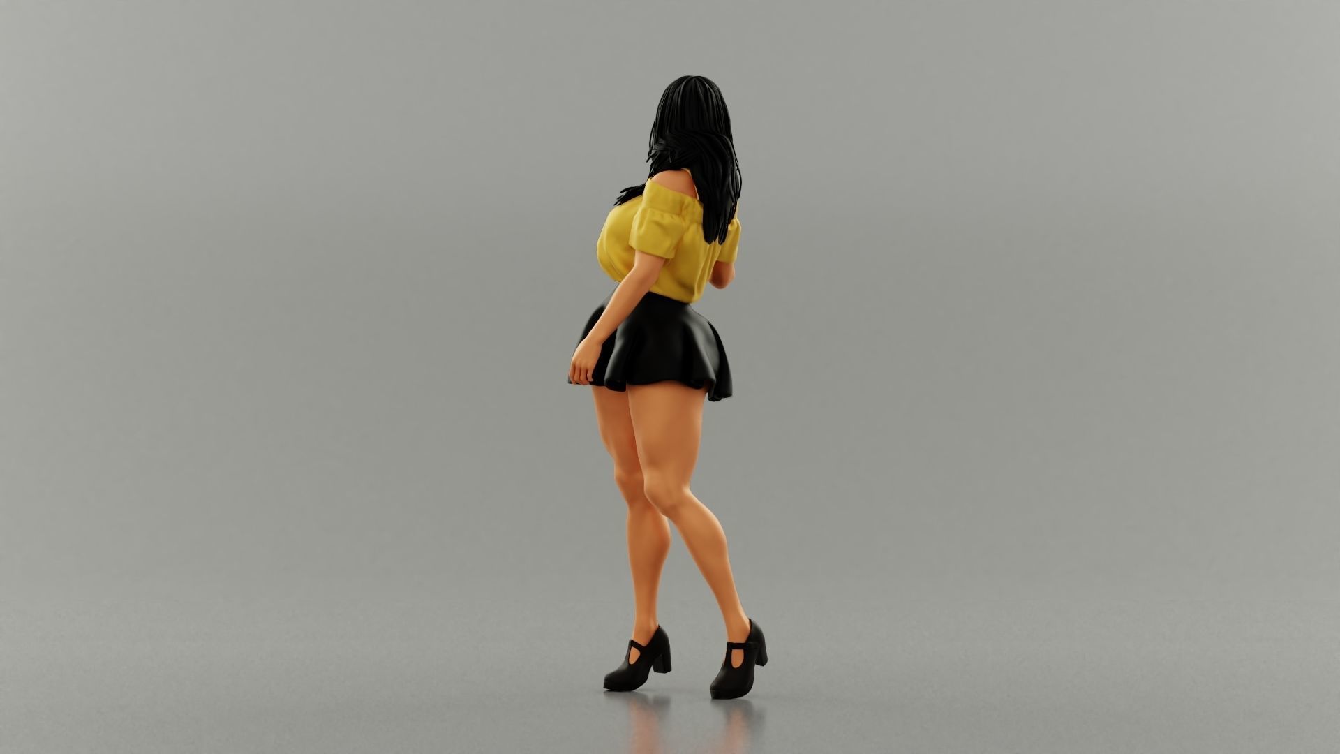Pretty Attention Girl 3D print model_4