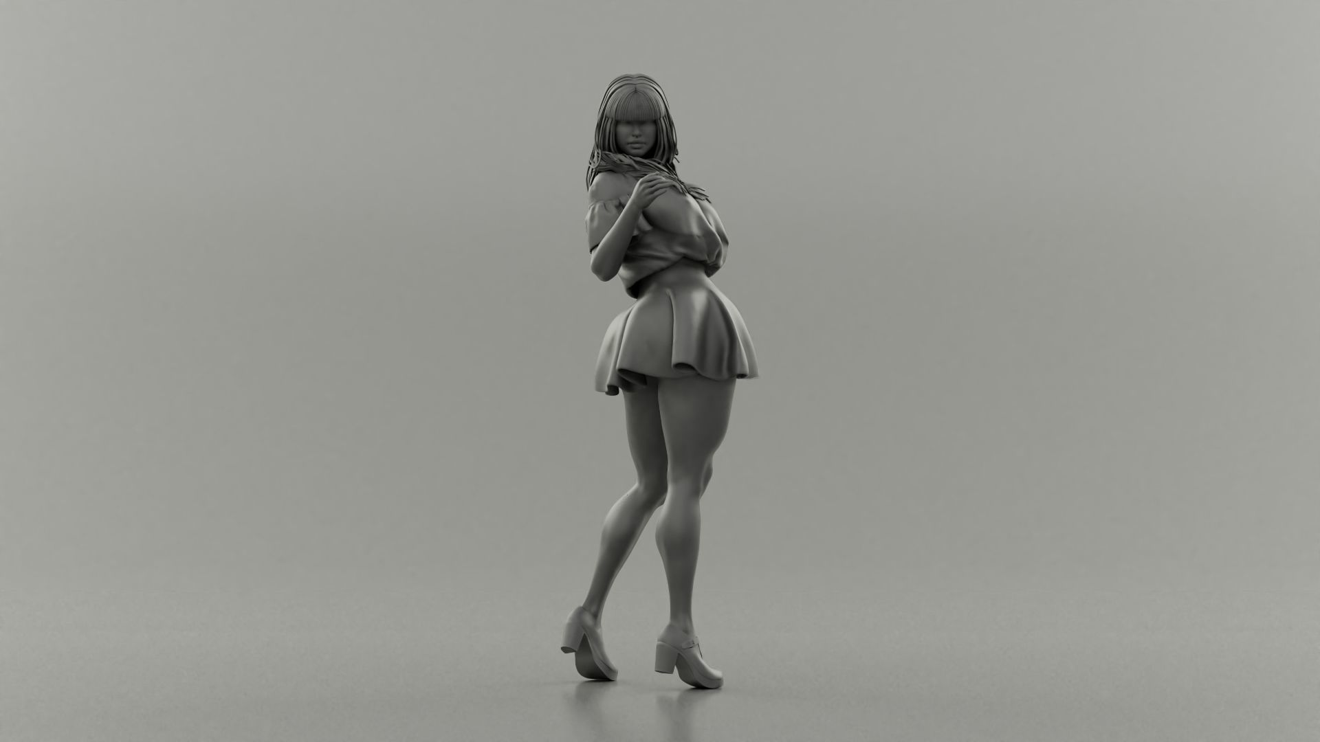 Pretty Attention Girl 3D print model_8