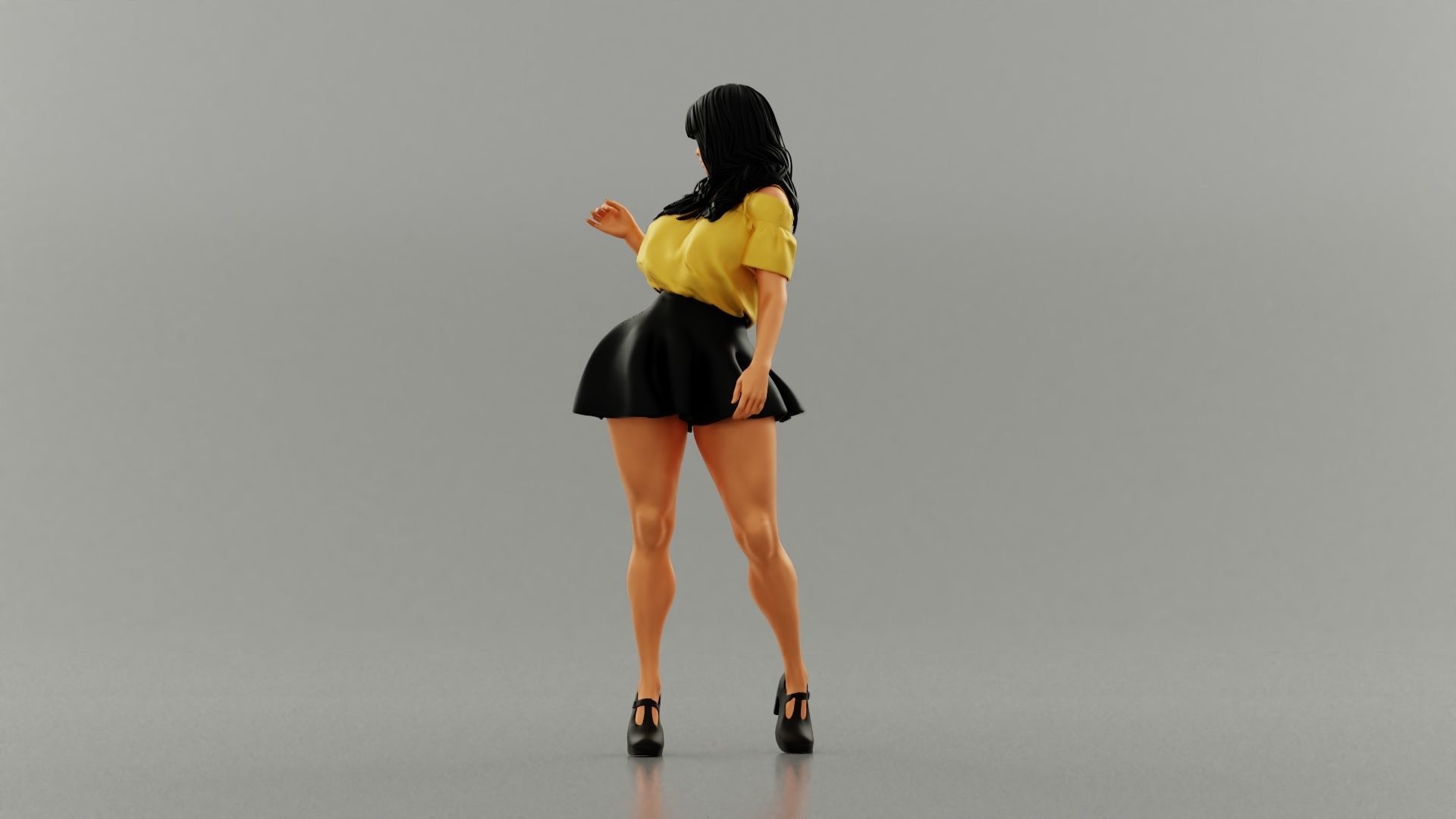 Pretty Attention Girl 3D print model_5