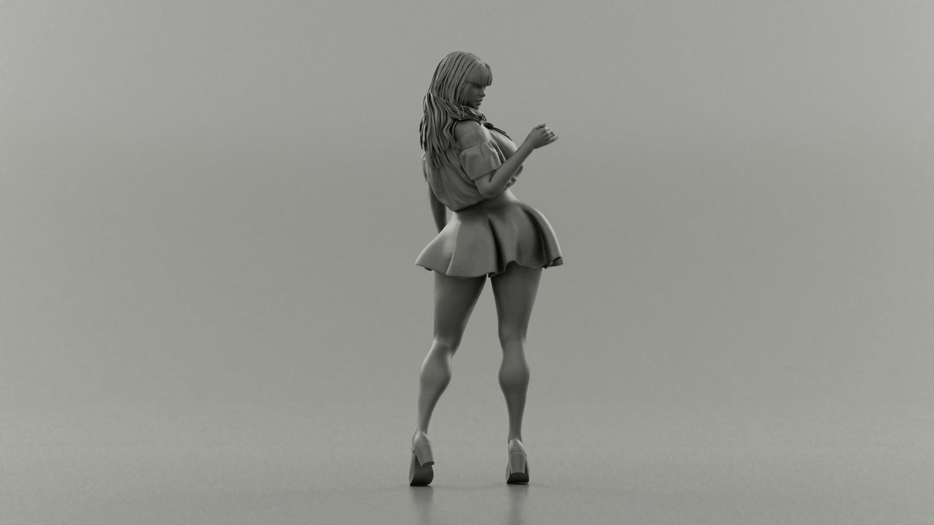 Pretty Attention Girl 3D print model_9