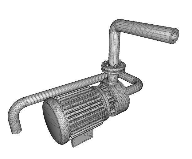 Metallic Borewell Pump Low-poly 3D model_4