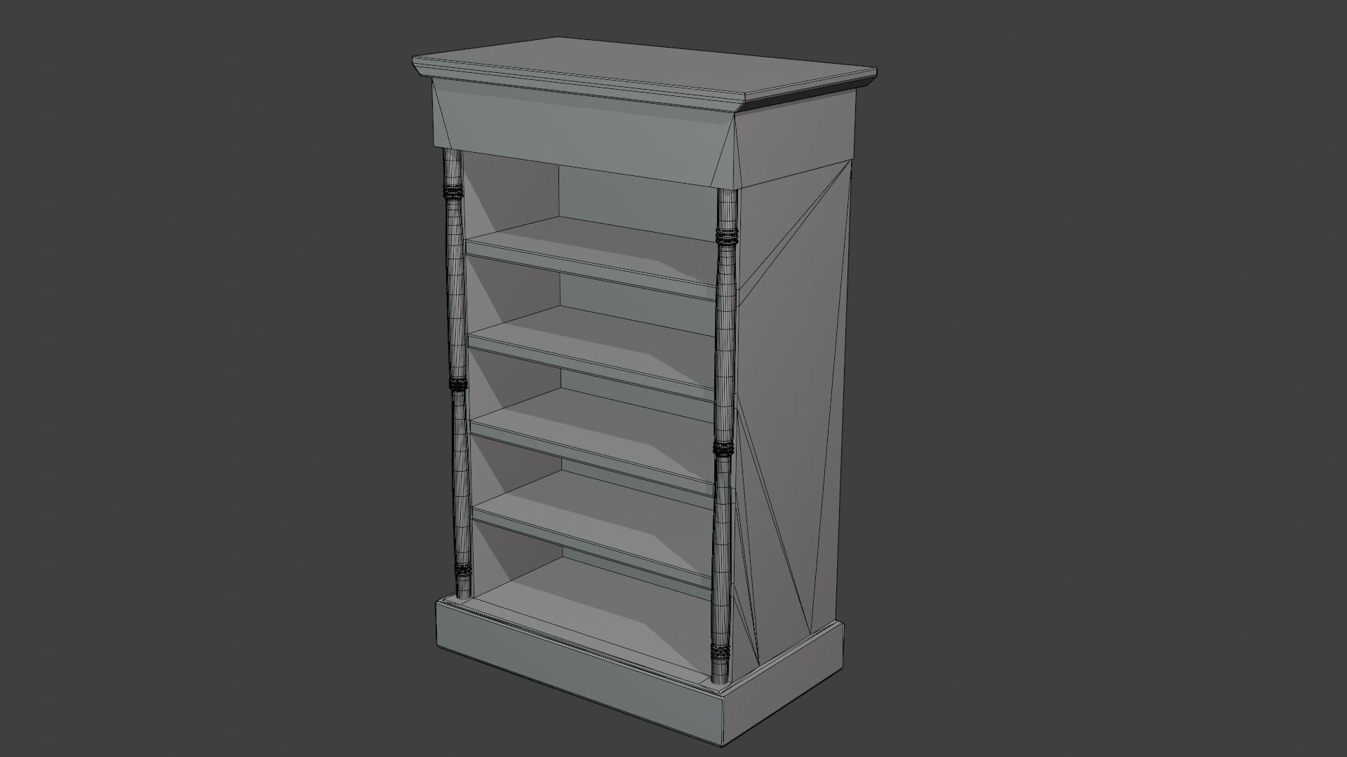 Antique Bookshelf Low-poly 3D model_11