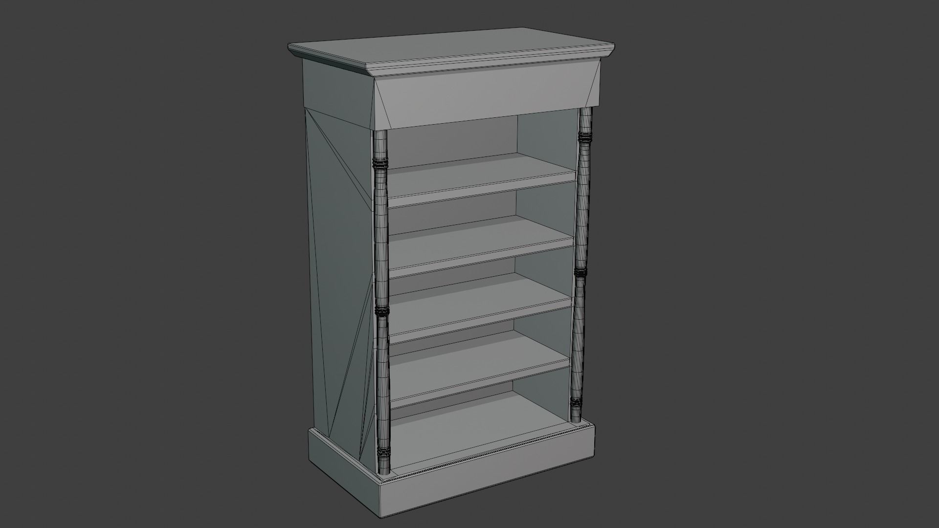 Antique Bookshelf Low-poly 3D model_2