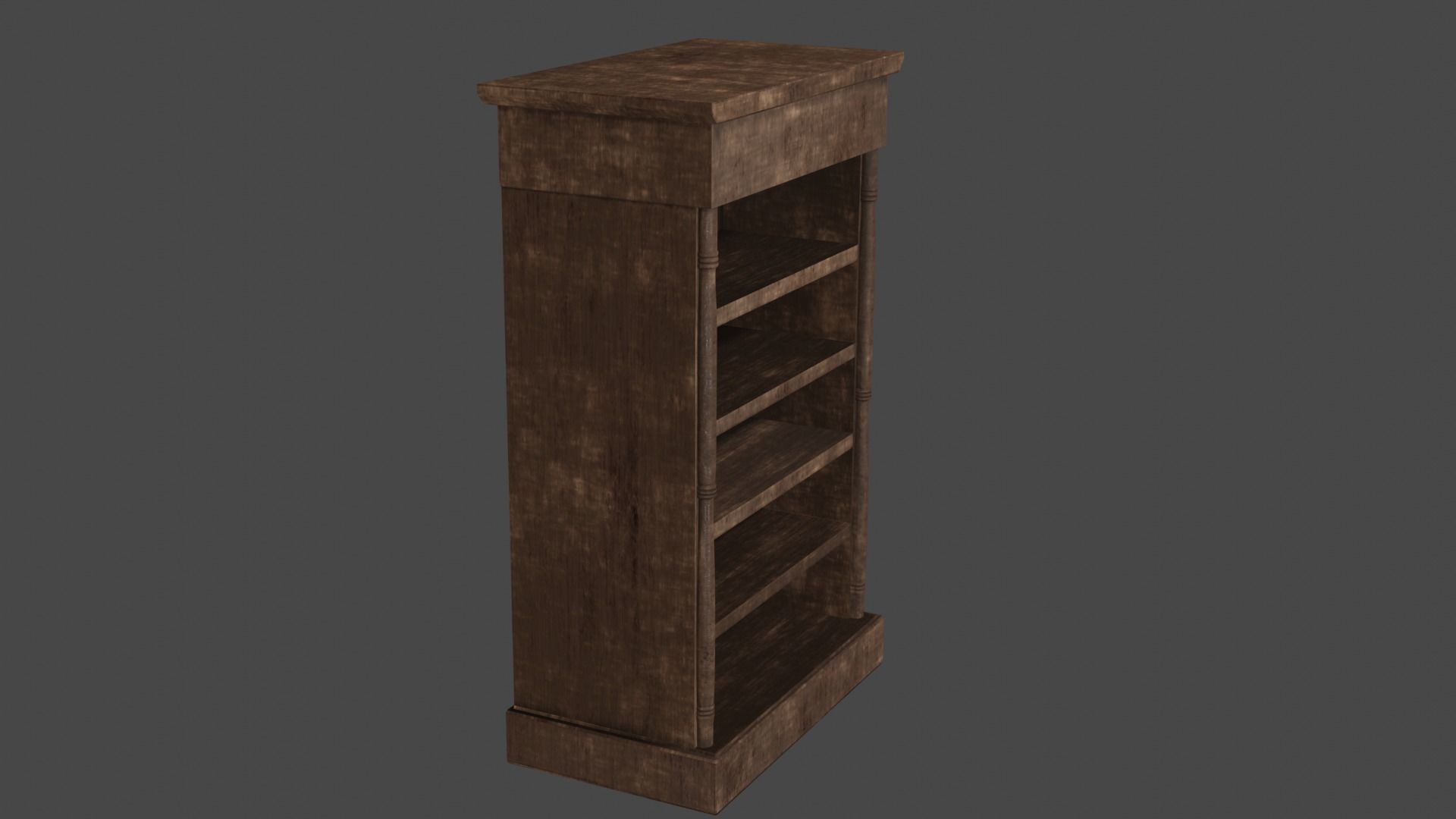 Antique Bookshelf Low-poly 3D model_3