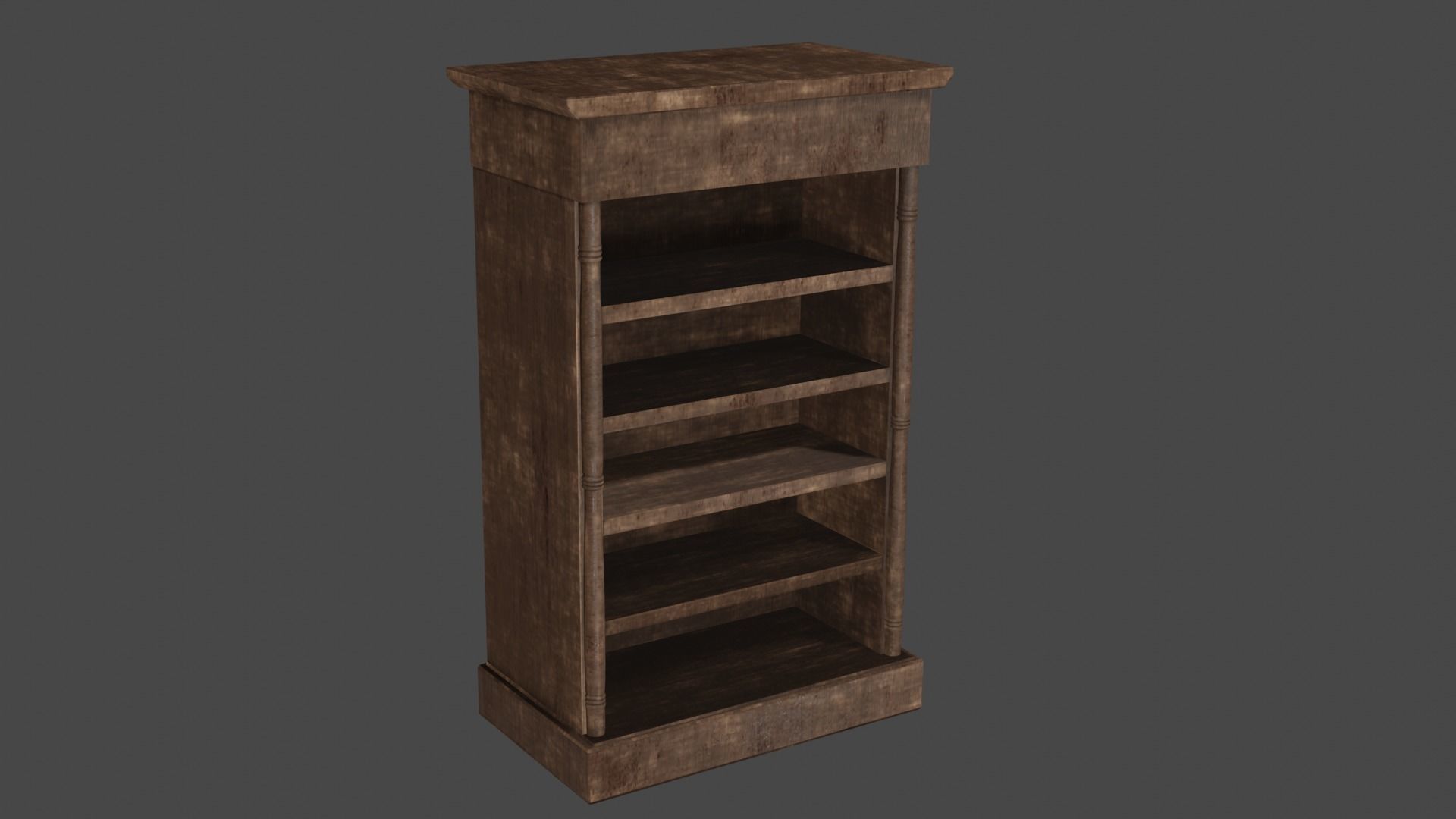 Antique Bookshelf Low-poly 3D model_1