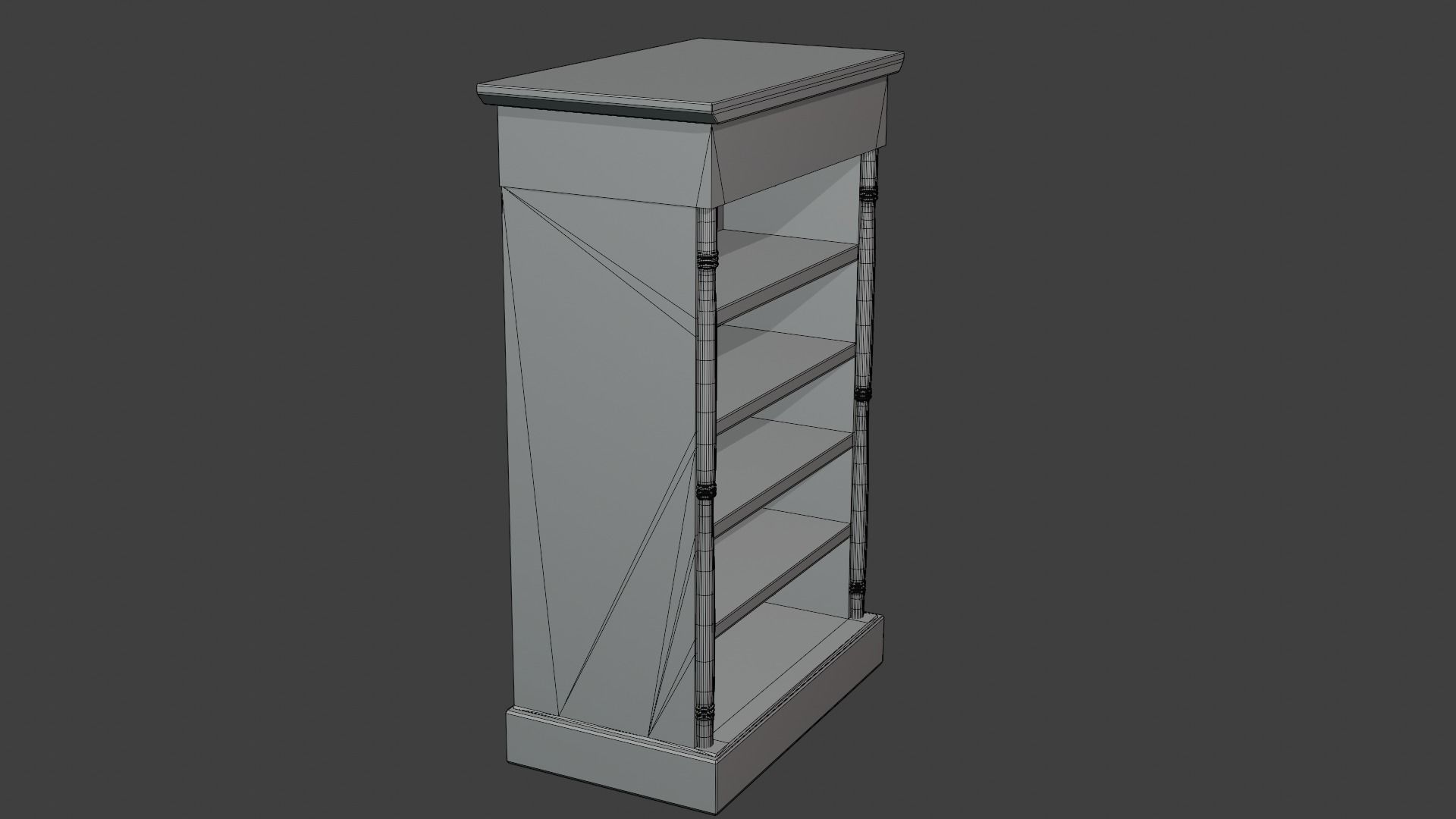 Antique Bookshelf Low-poly 3D model_4