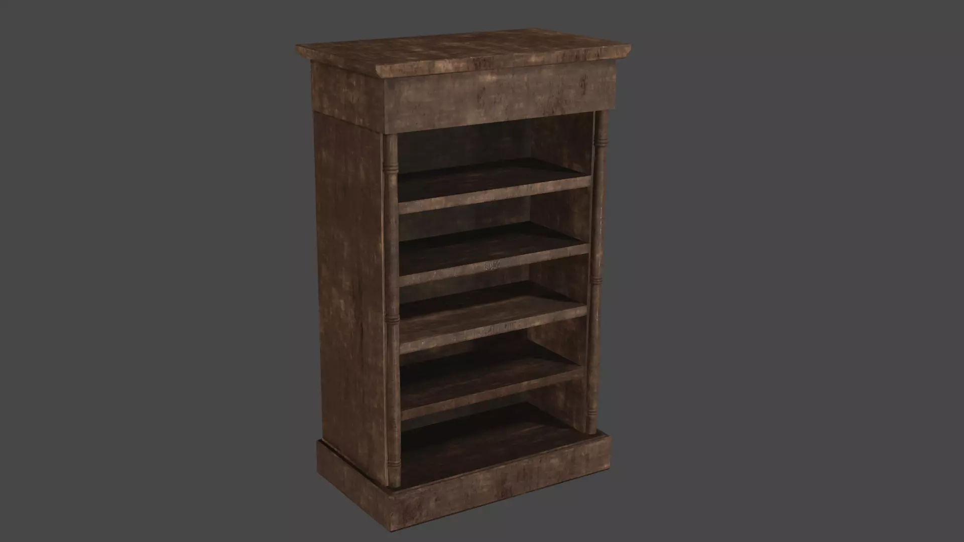 Antique Bookshelf Low-poly 3D model_0