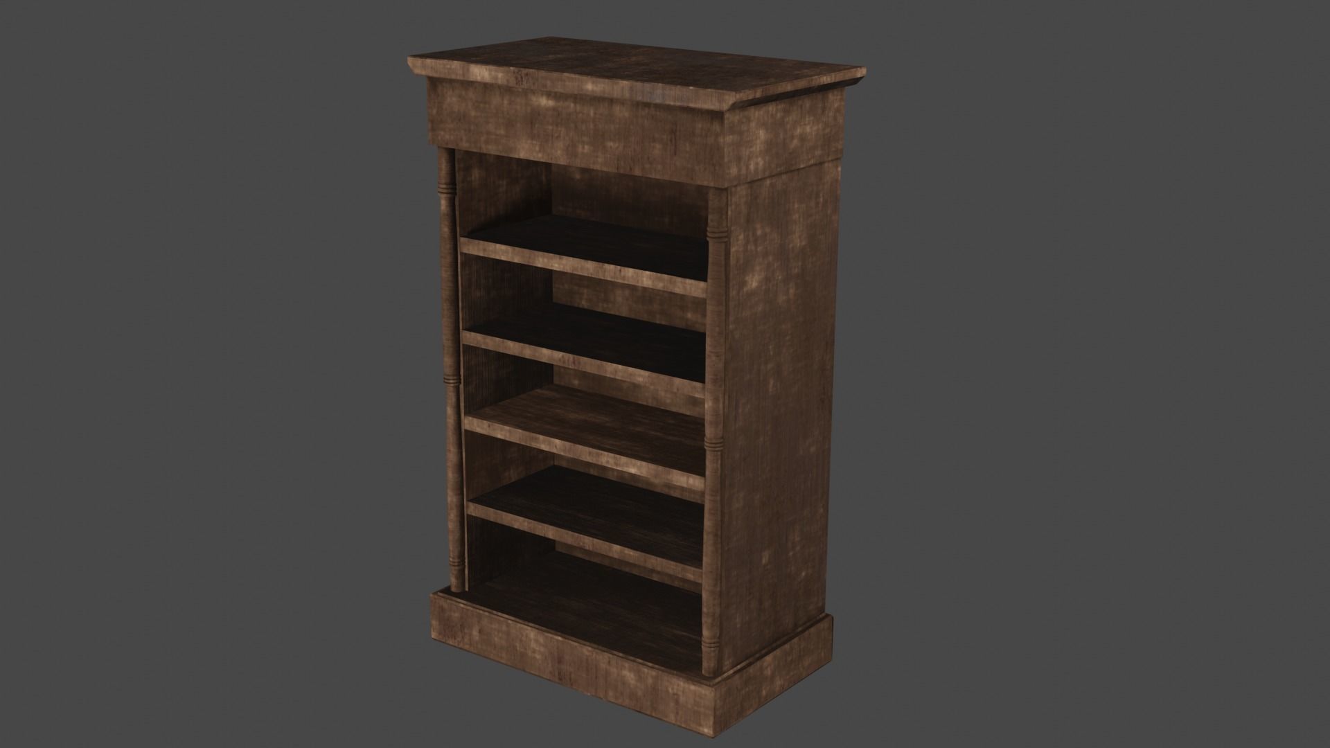 Antique Bookshelf Low-poly 3D model_10