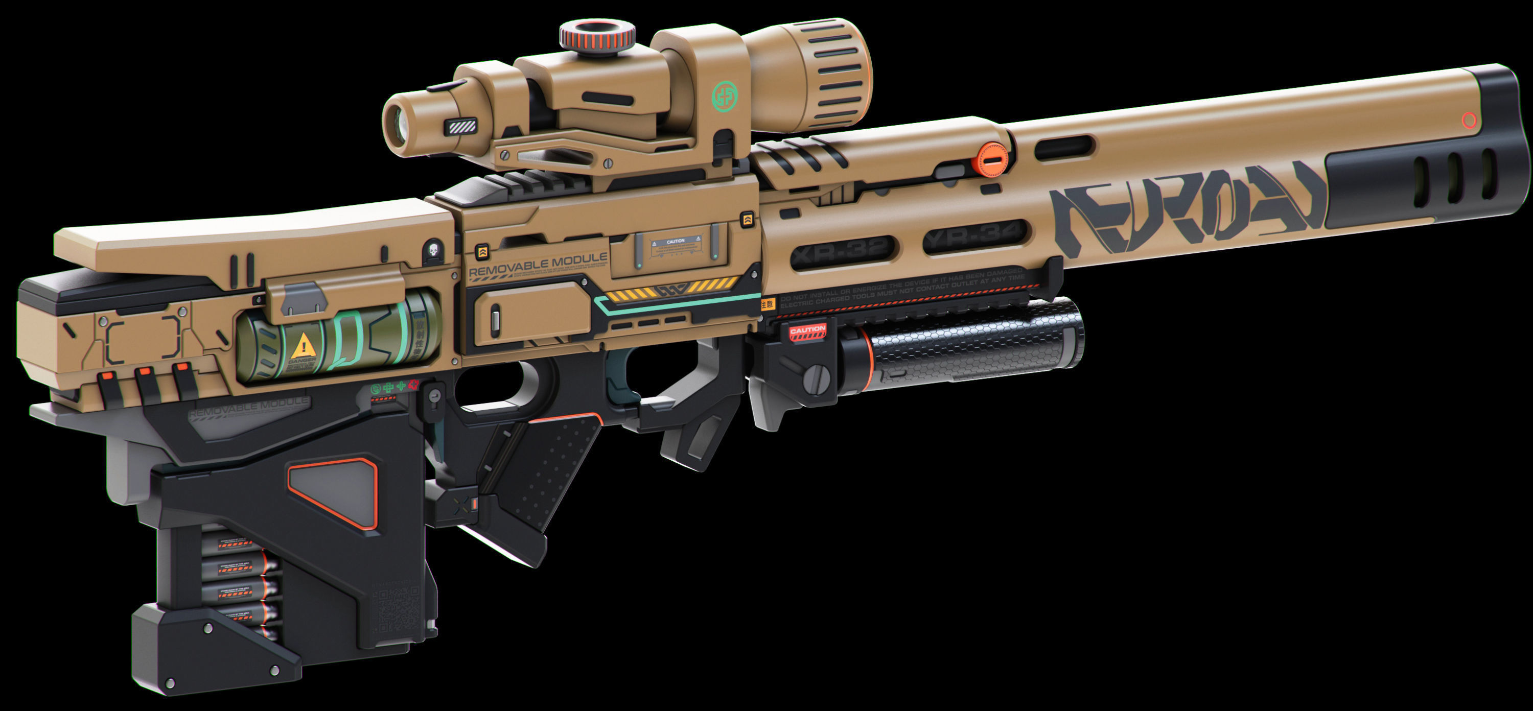 Sci-Fi Rifles Set Kitbash 3D model_3