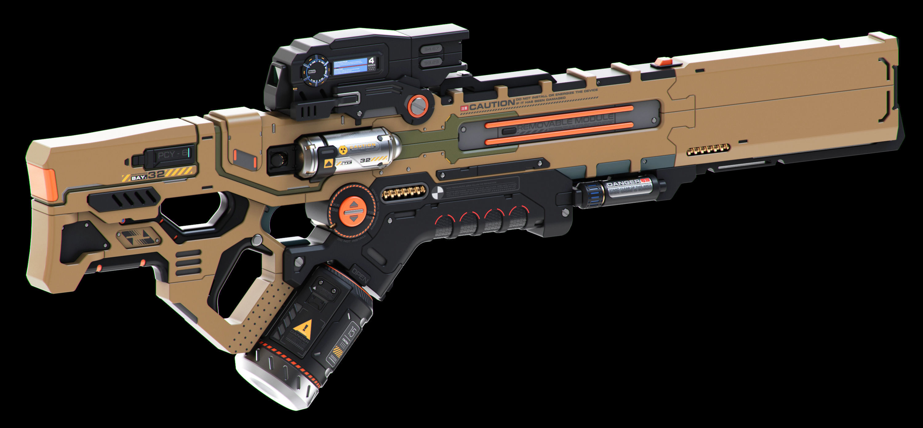 Sci-Fi Rifles Set Kitbash 3D model_2