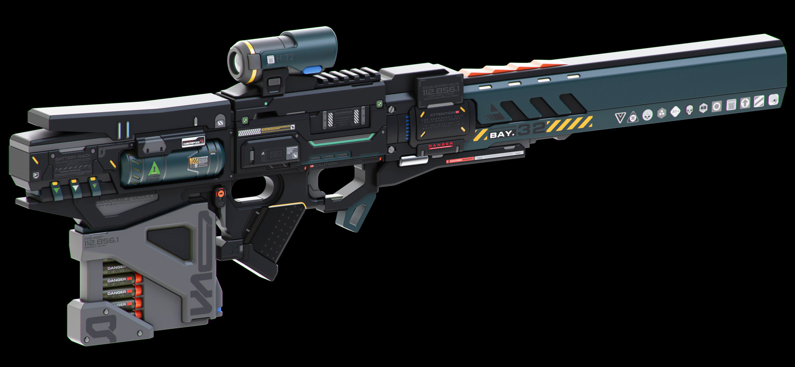 Sci-Fi Rifles Set Kitbash 3D model_6